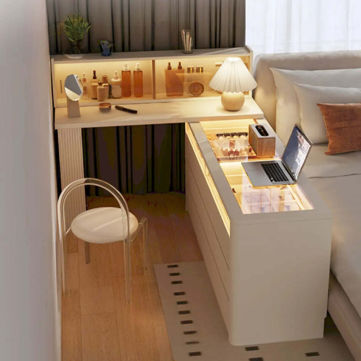 Contemporary Wood White Large Makeup Vanity