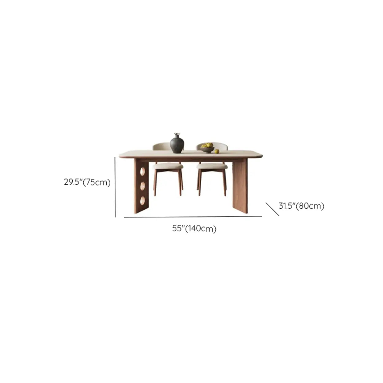 Contemporary Beige Stone Top Wood Dining Table