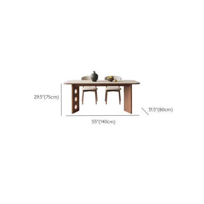 Contemporary Beige Stone Top Wood Dining Table