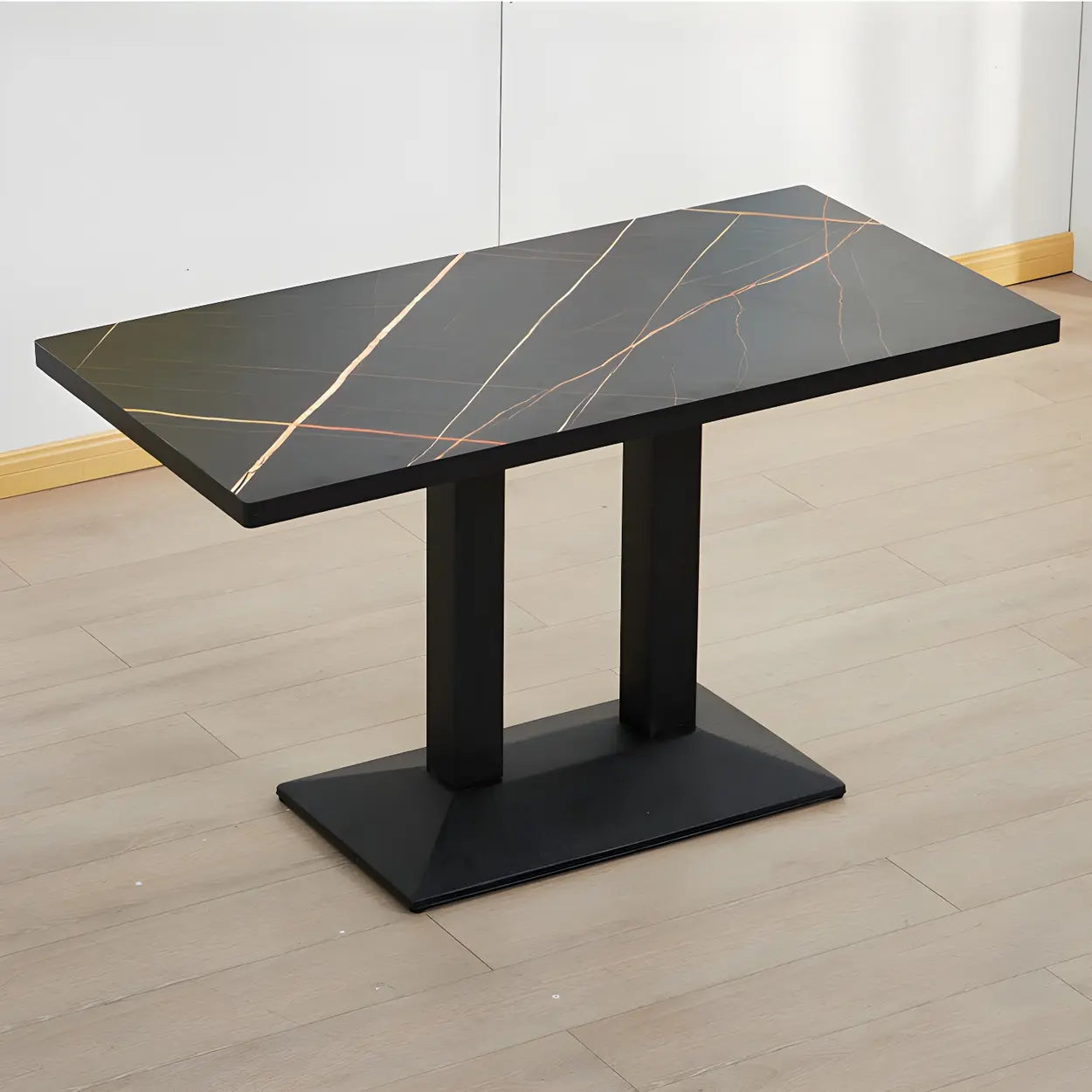 Black Wood Rectangular Dining Table — Natural Finish / Table Only