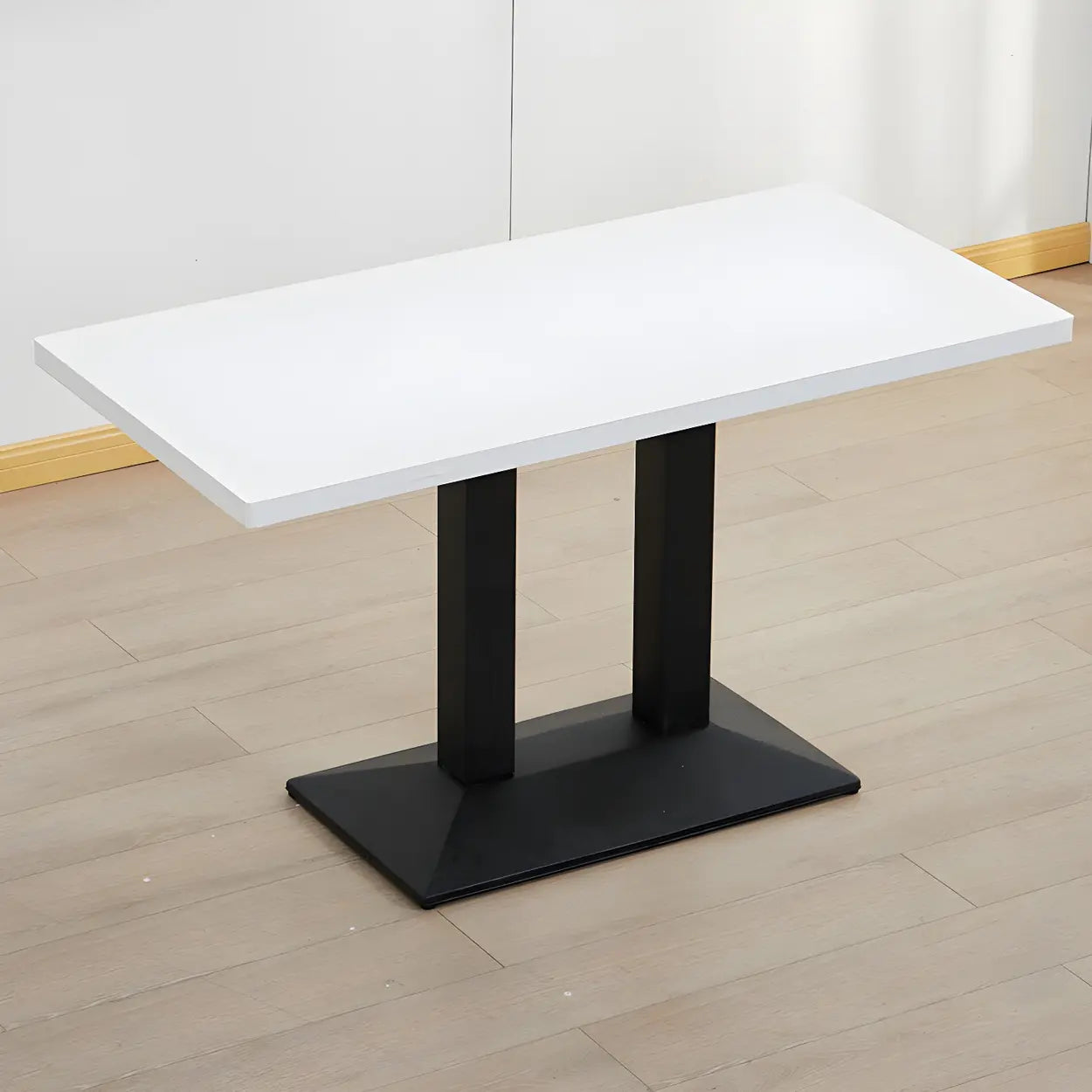 Black Wood Rectangular Dining Table — Matte White / Table Only