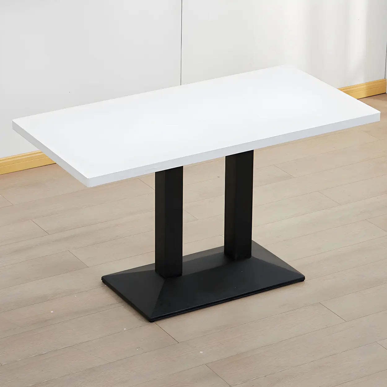 Black Wood Rectangular Dining Table — Matte White / Table Only