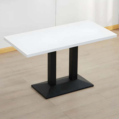 Black Wood Rectangular Dining Table — Matte White / Table Only