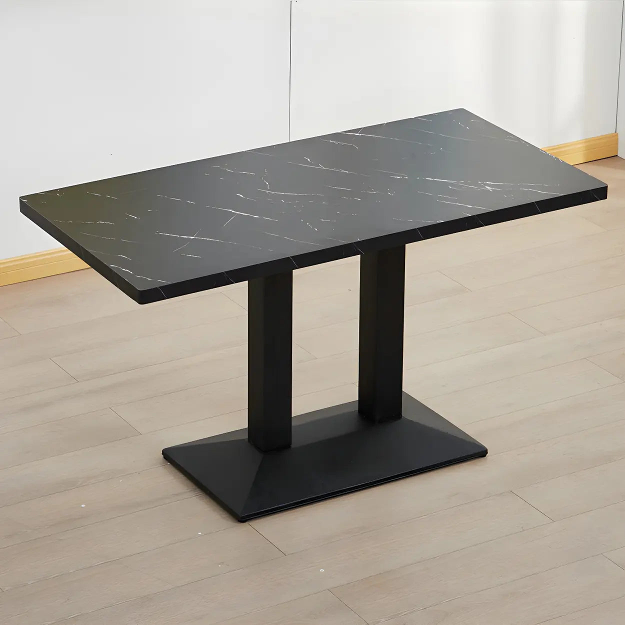 Black Wood Rectangular Dining Table — White / Table Only