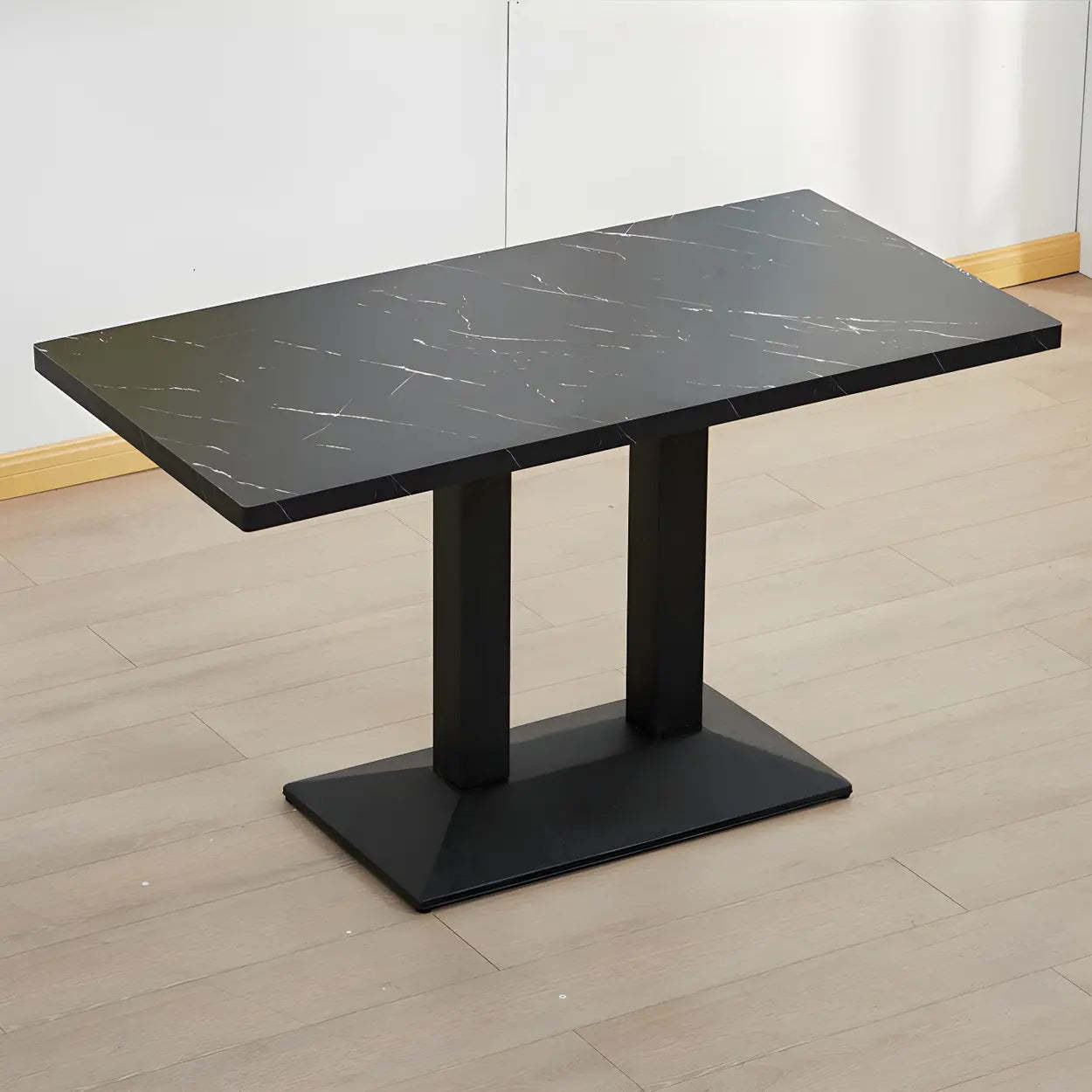 Black Wood Rectangular Dining Table — White / Table Only