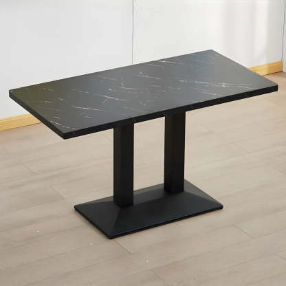 Black Wood Rectangular Dining Table — White / Table Only