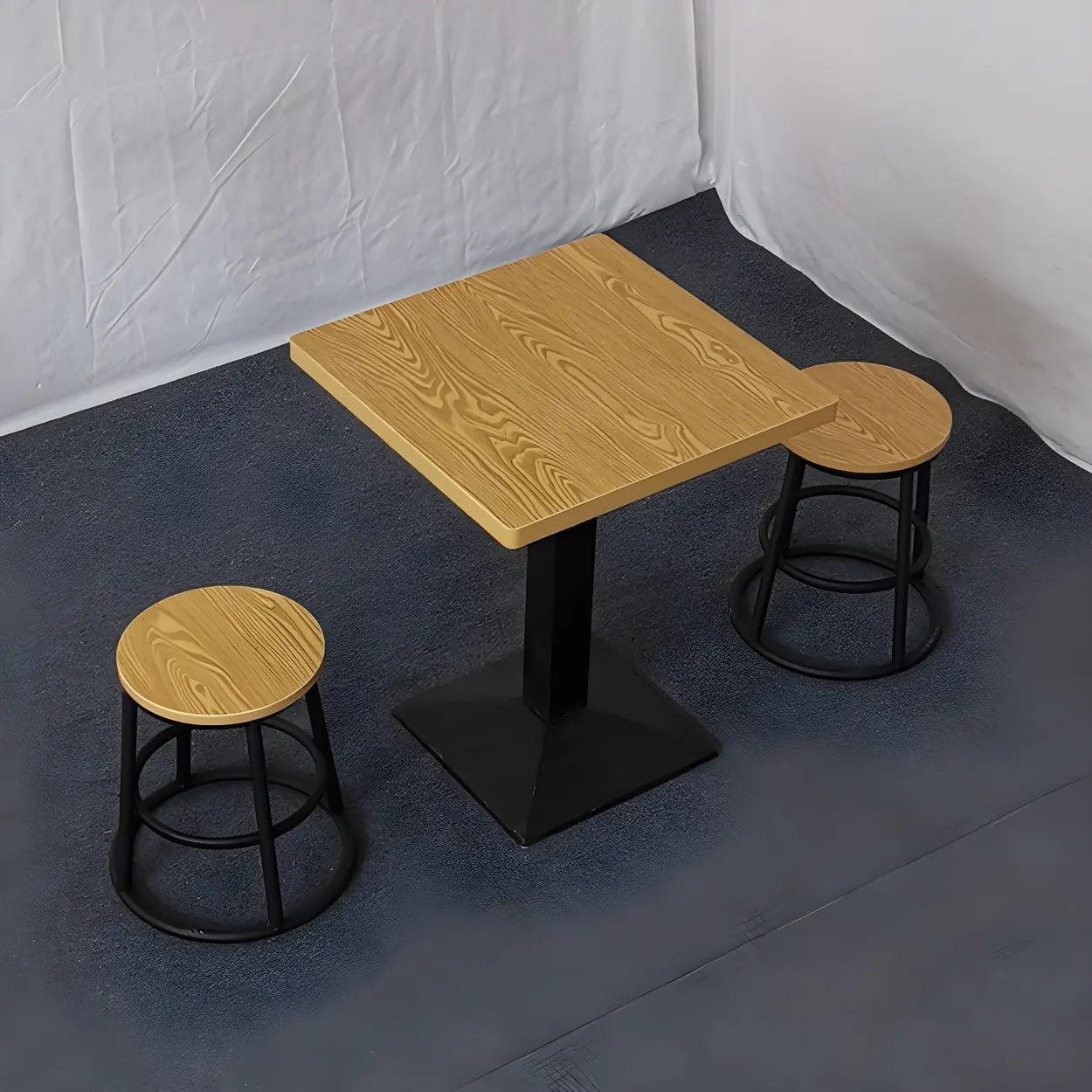 Black Wood Rectangular Dining Table — White / Table Only