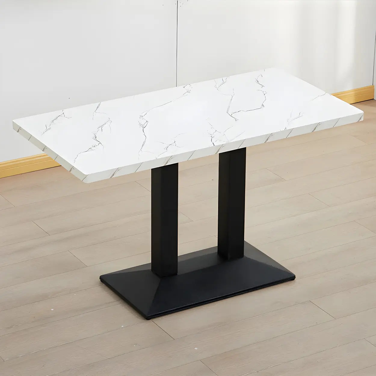 Black Wood Rectangular Dining Table — Gray / Table Only