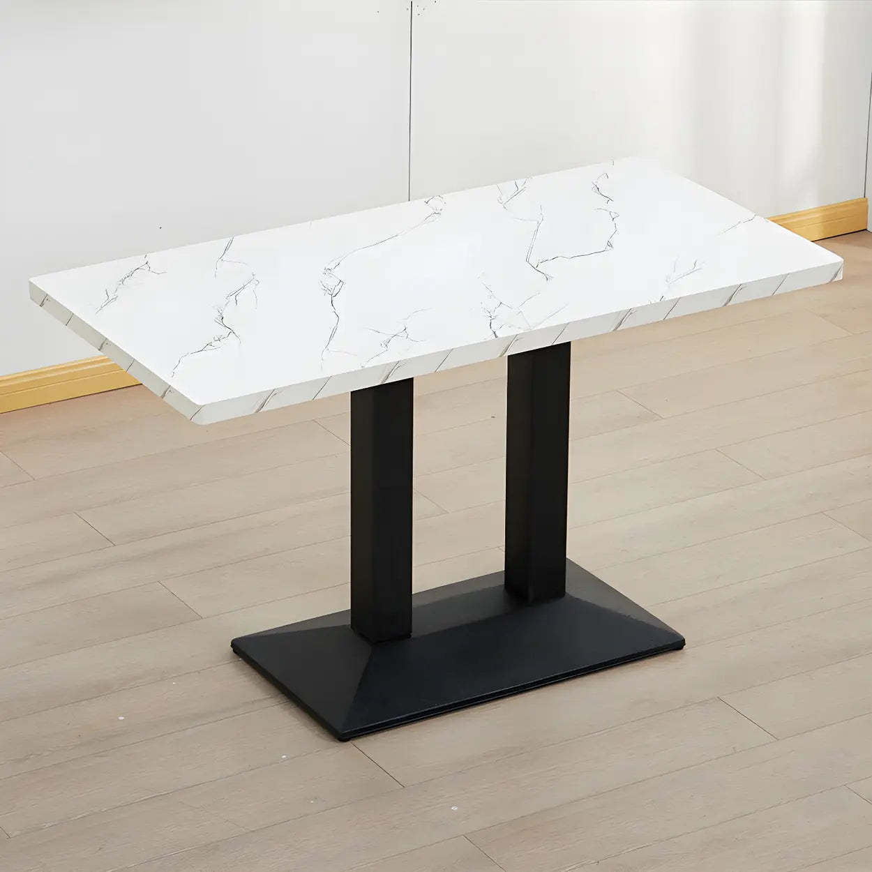 Black Wood Rectangular Dining Table — Gray / Table Only