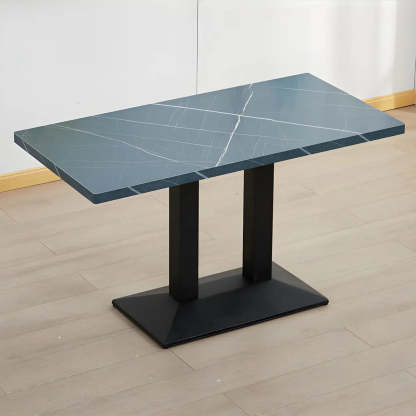 Black Wood Rectangular Dining Table — Green / Table Only