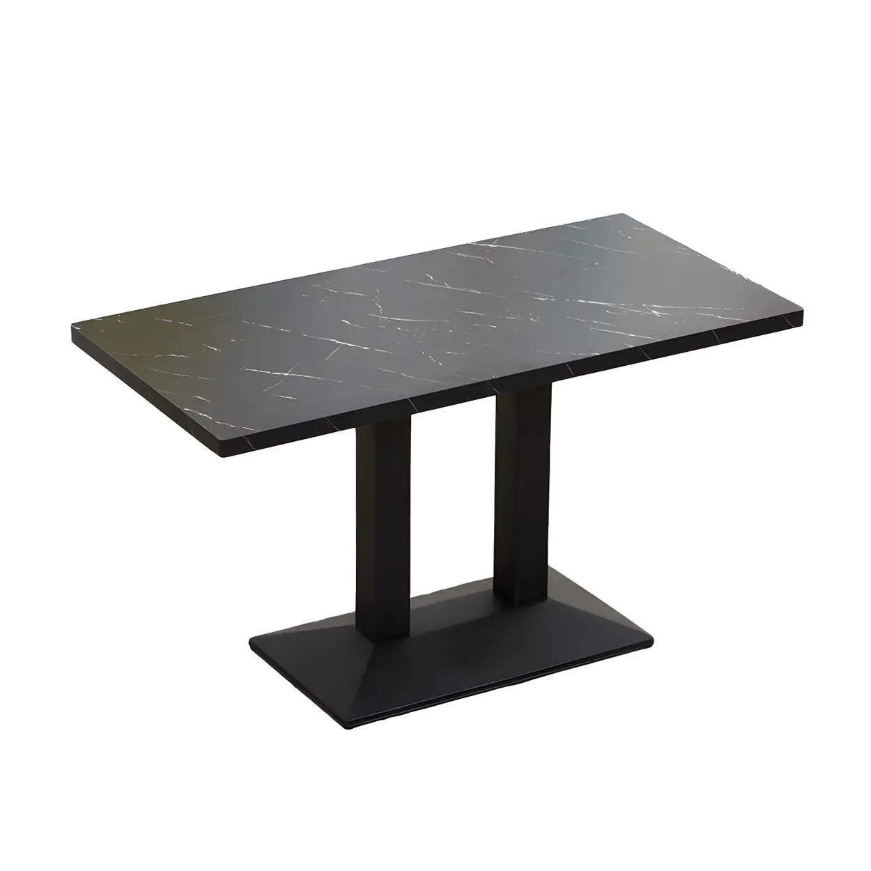 Black Wood Rectangular Dining Table — Green / Table Only