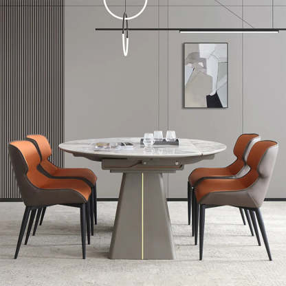 Contemporary Gray Marble Extendable Dining Table