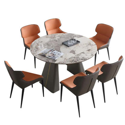 Contemporary Gray Marble Extendable Dining Table
