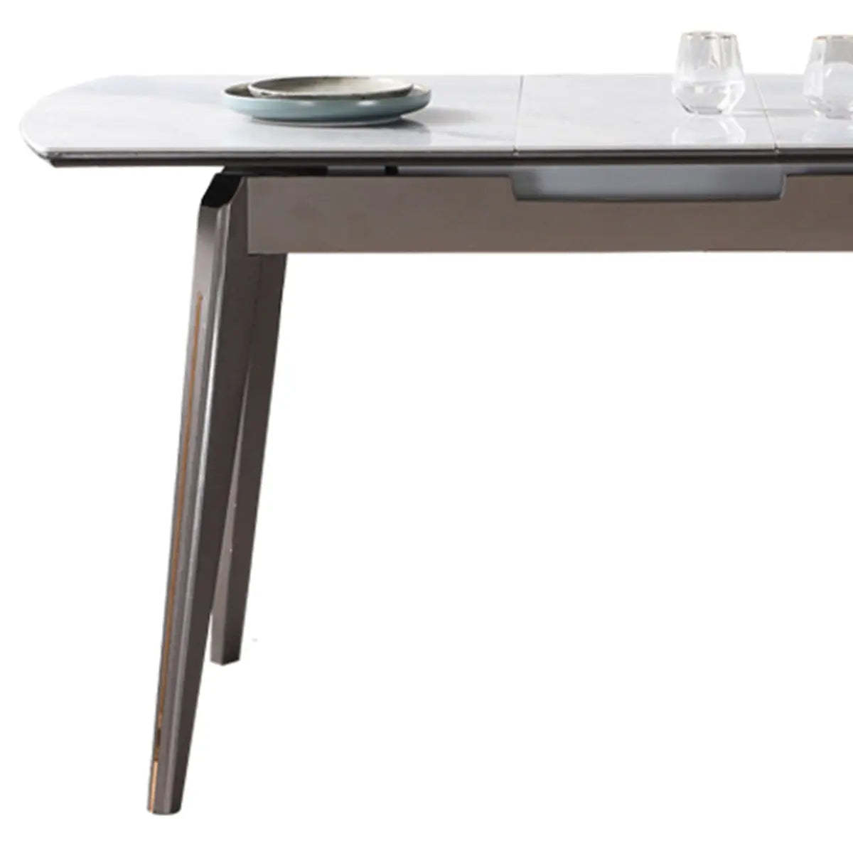 Contemporary Gray Marble Extendable Dining Table