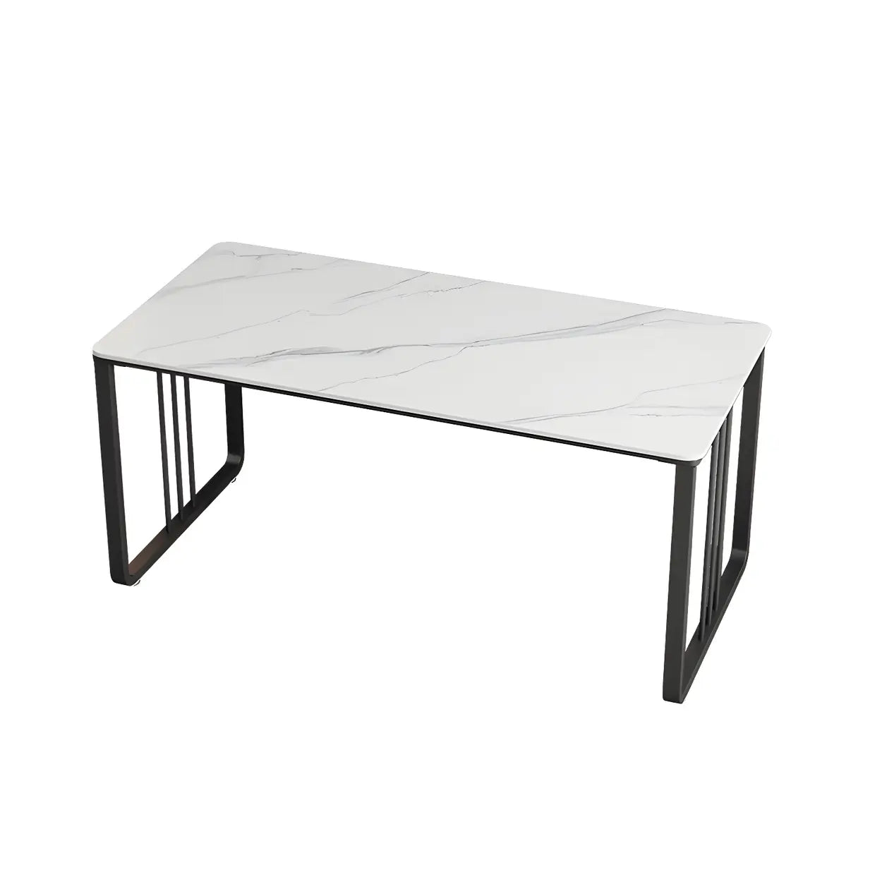 Contemporary Gray Stone Sled Writing Desk — White / Table Only
