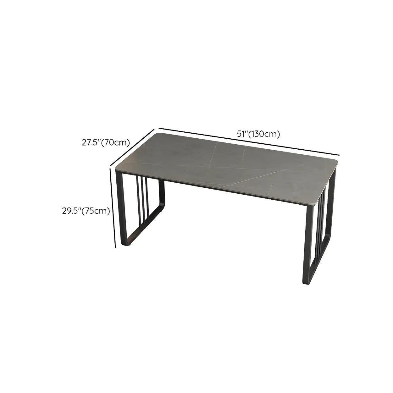 Contemporary Gray Stone Sled Writing Desk