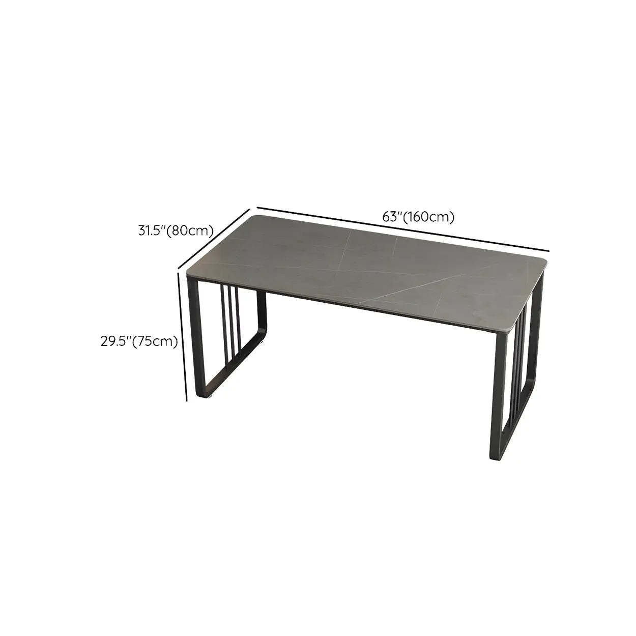 Contemporary Gray Stone Sled Writing Desk