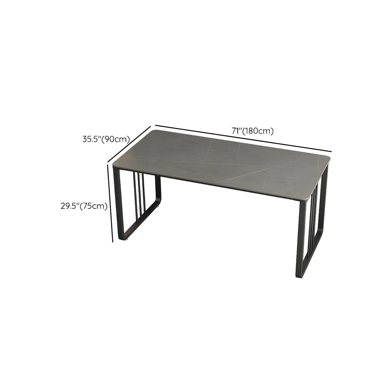 Contemporary Gray Stone Sled Writing Desk