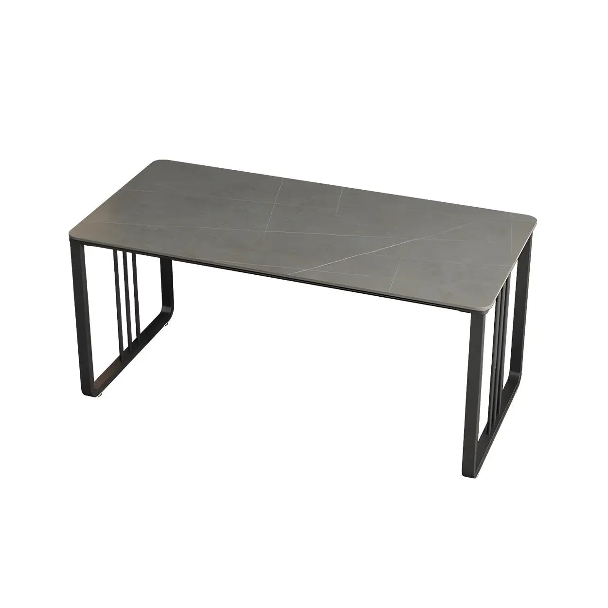 Contemporary Gray Stone Sled Writing Desk — Gray / Table Only
