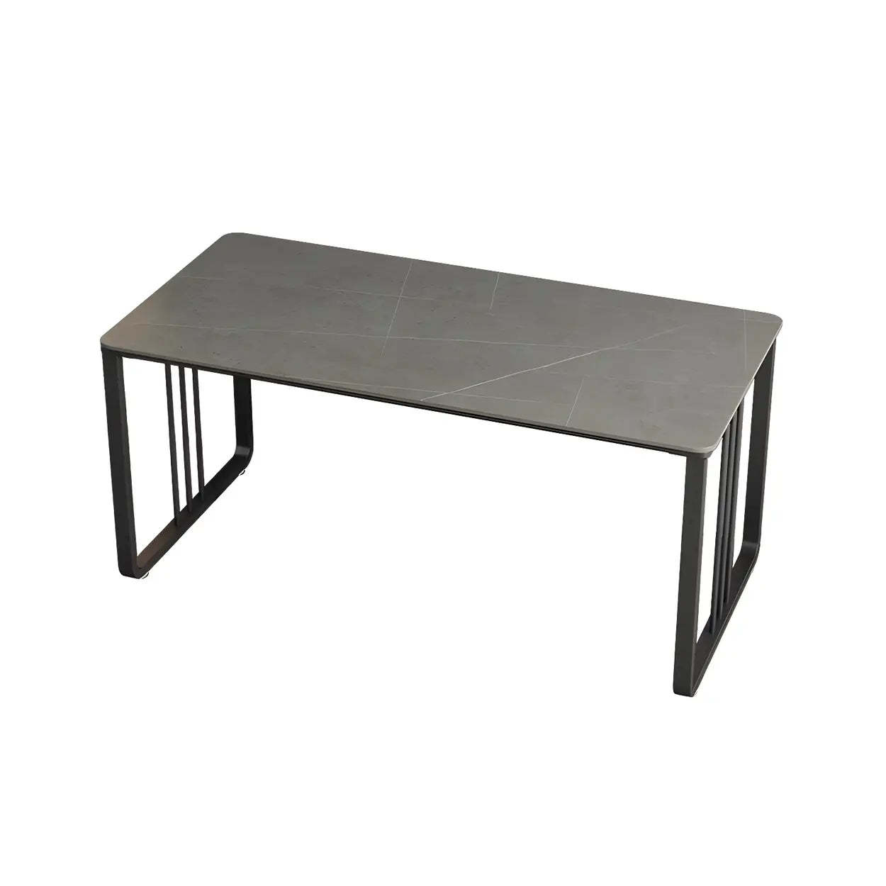 Contemporary Gray Stone Sled Writing Desk — Gray / Table Only