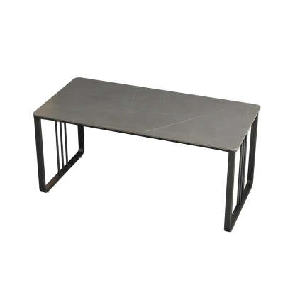 Contemporary Gray Stone Sled Writing Desk — Gray / Table Only