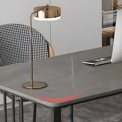 Contemporary Gray Stone Sled Writing Desk — Gray / Table Only