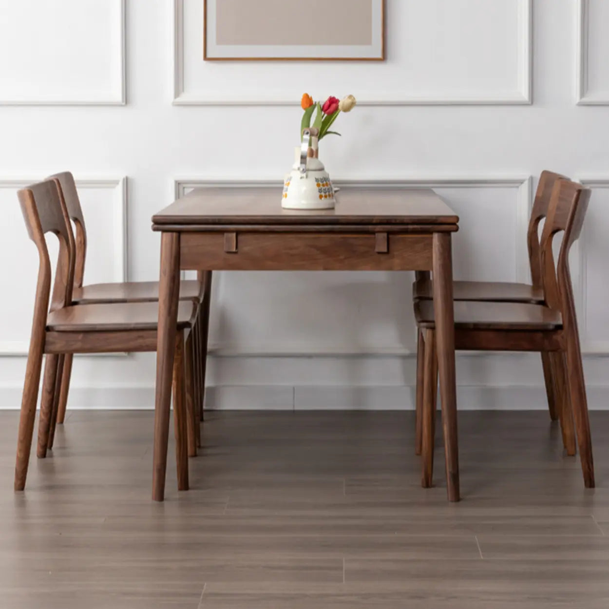Contemporary Walnut Extendable Dining Table