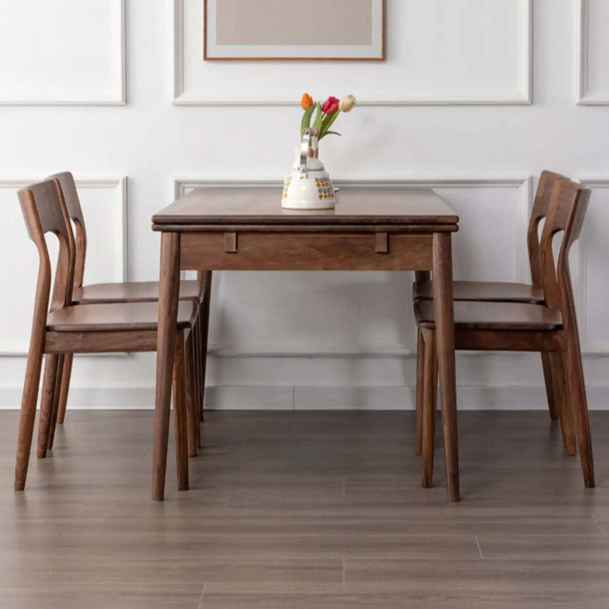 Contemporary Walnut Extendable Dining Table