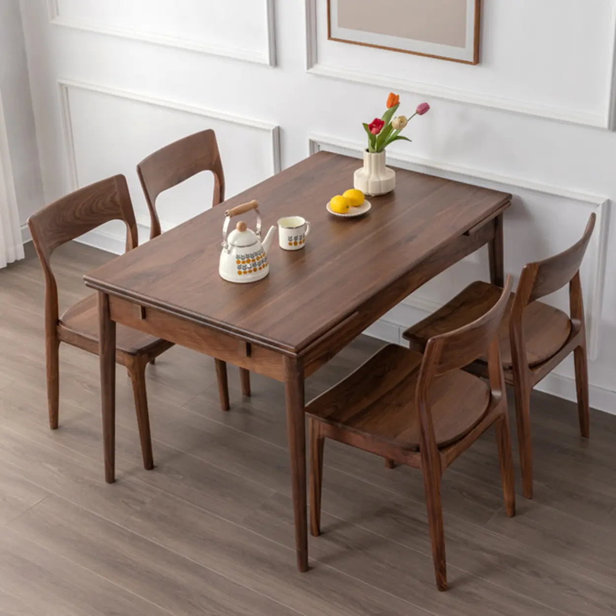 Contemporary Walnut Extendable Dining Table