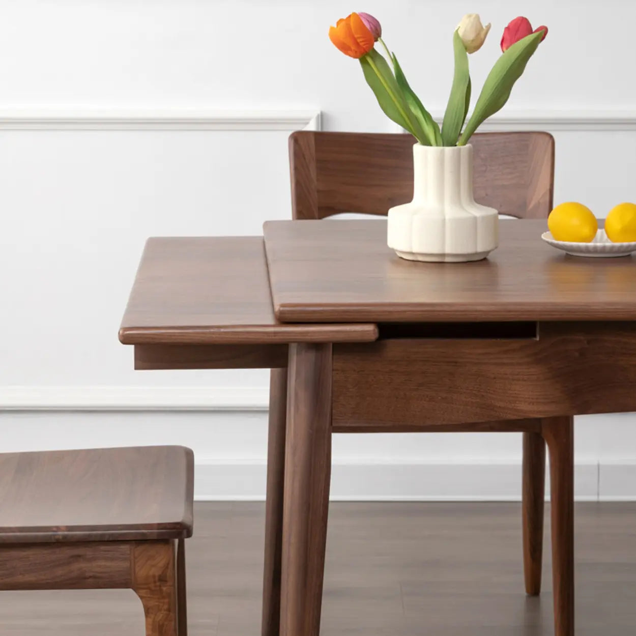 Contemporary Walnut Extendable Dining Table