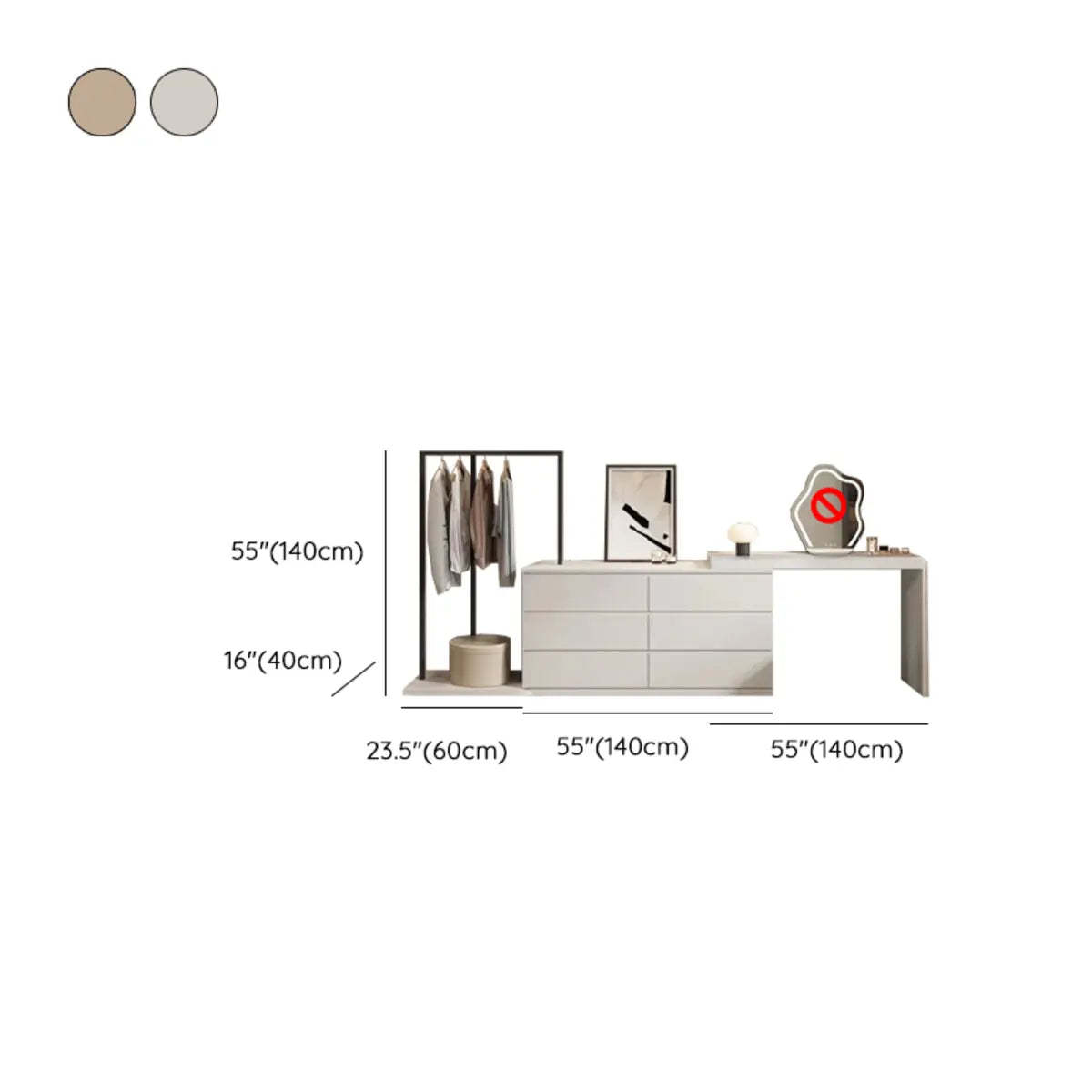 Contemporary Brown Wood Makeup Vanity