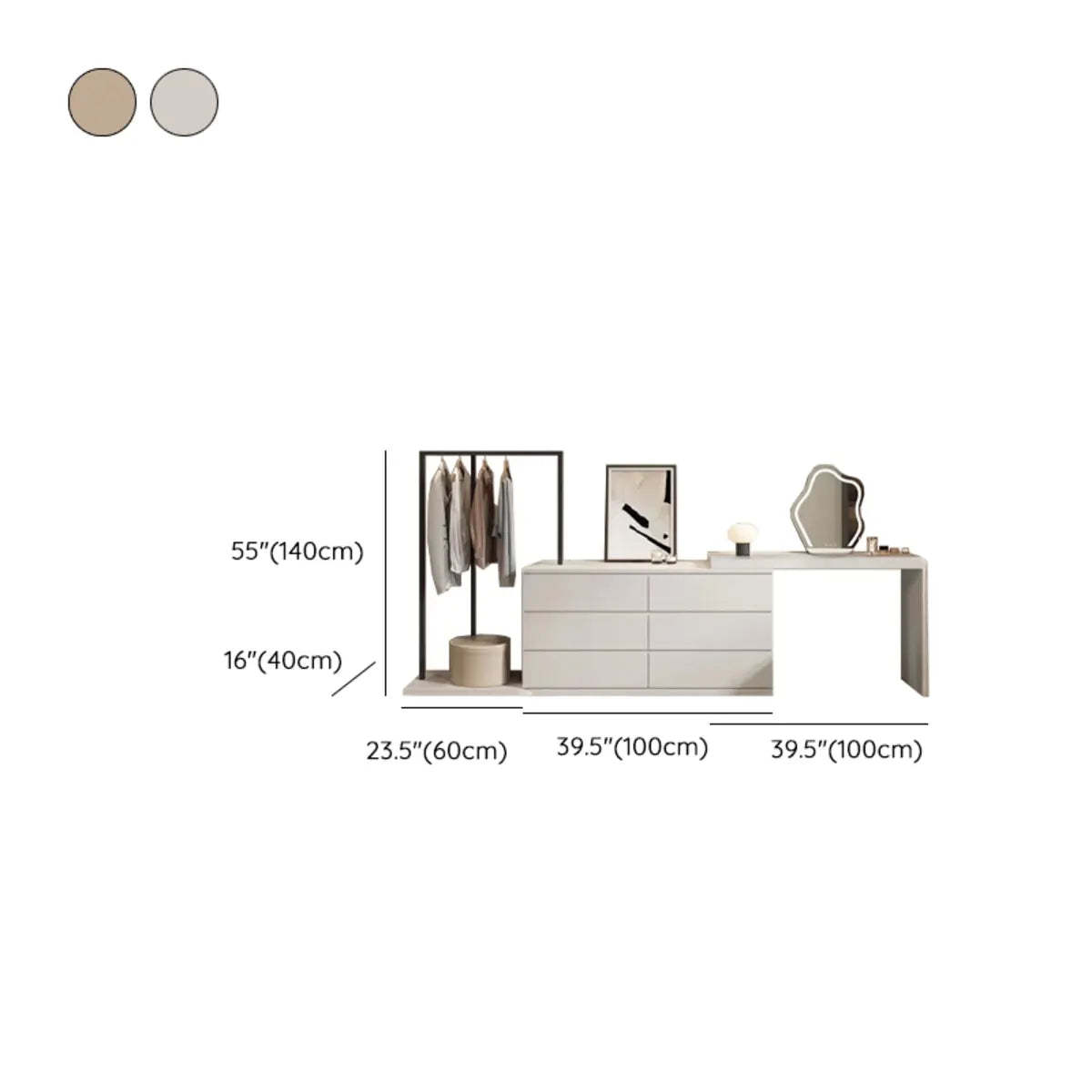 Contemporary Brown Wood Makeup Vanity