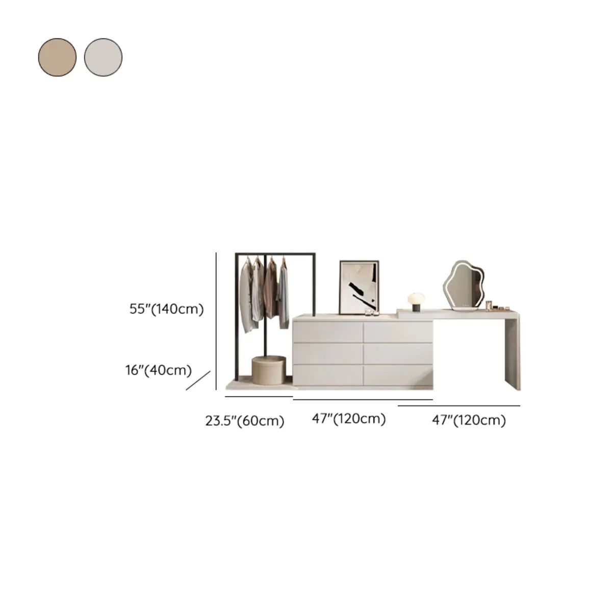 Contemporary Brown Wood Makeup Vanity