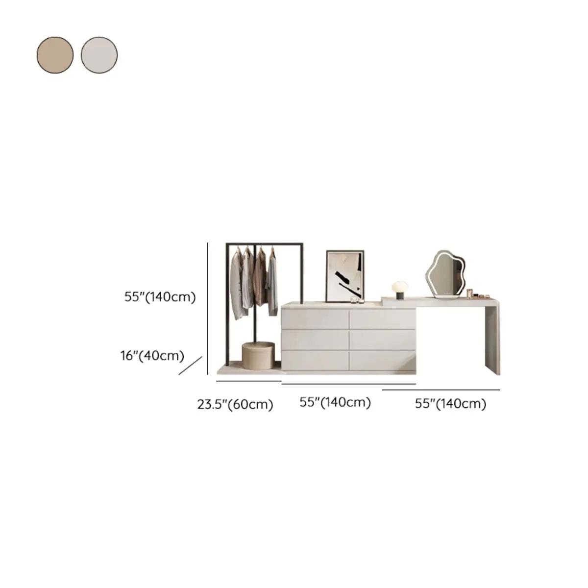 Contemporary Brown Wood Makeup Vanity