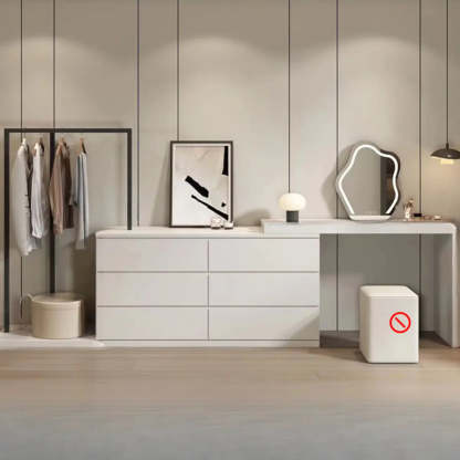 Contemporary Brown Wood Makeup Vanity — White / Makeup Vanities