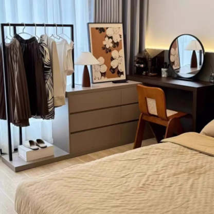 Contemporary Brown Wood Makeup Vanity — White / Makeup Vanity & Mirror