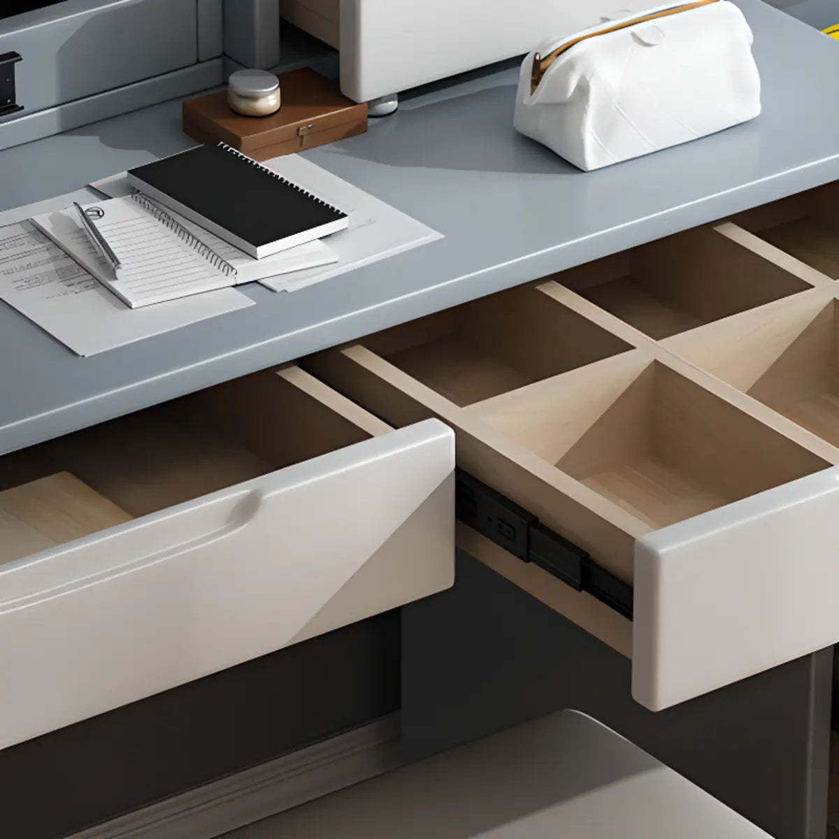 Contemporary Natural Wood Makeup Vanity