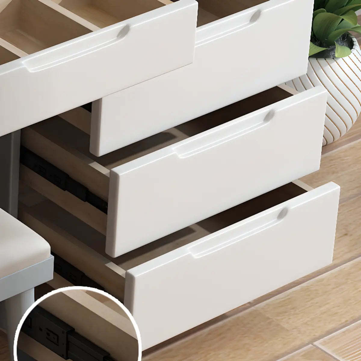 Contemporary Natural Wood Makeup Vanity