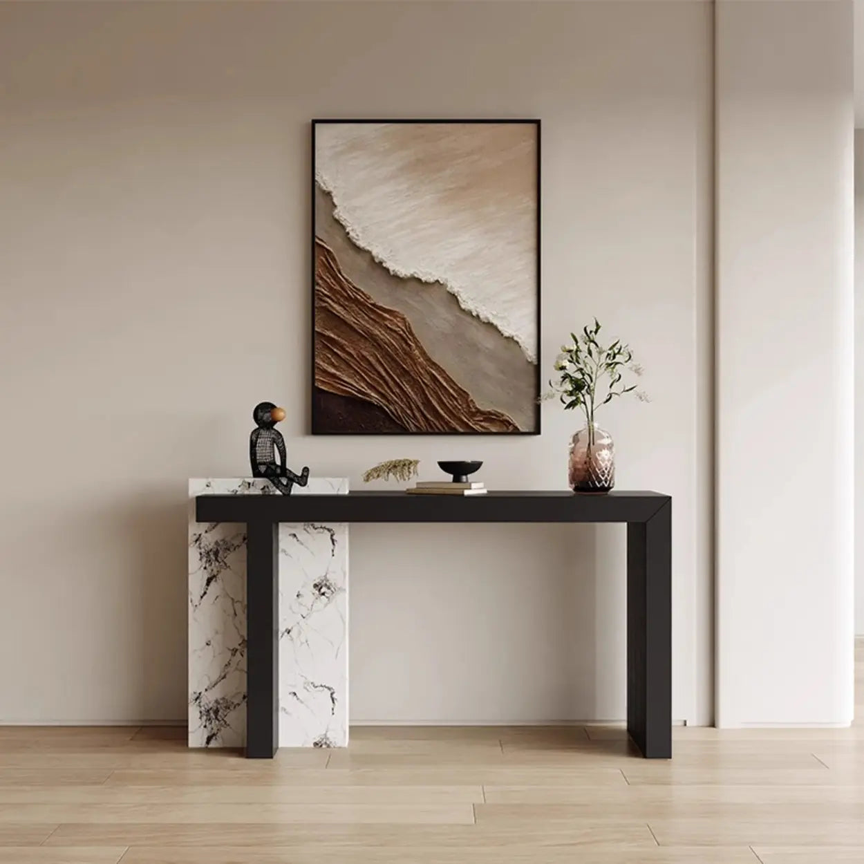 Contemporary Black Wood Entryway Console Table