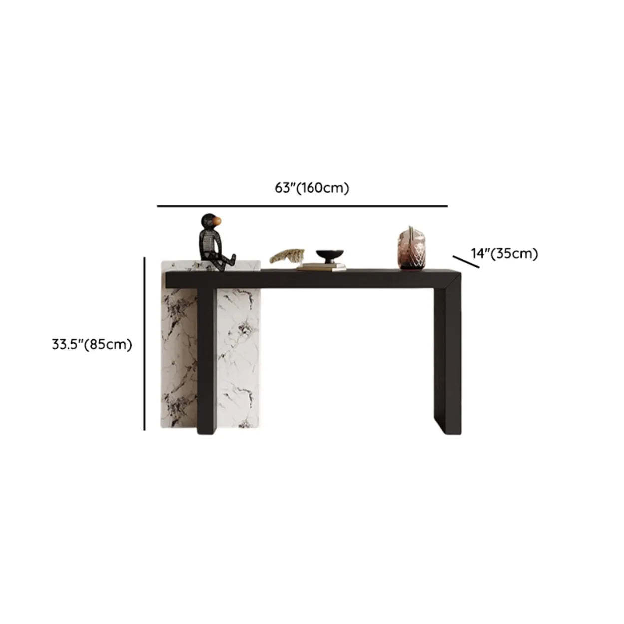Contemporary Black Wood Entryway Console Table