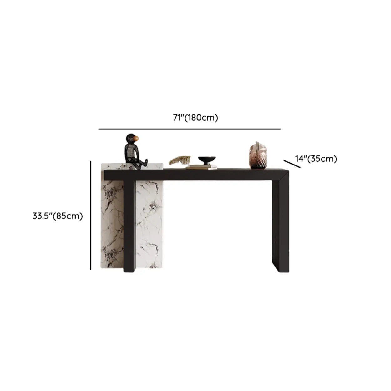 Contemporary Black Wood Entryway Console Table