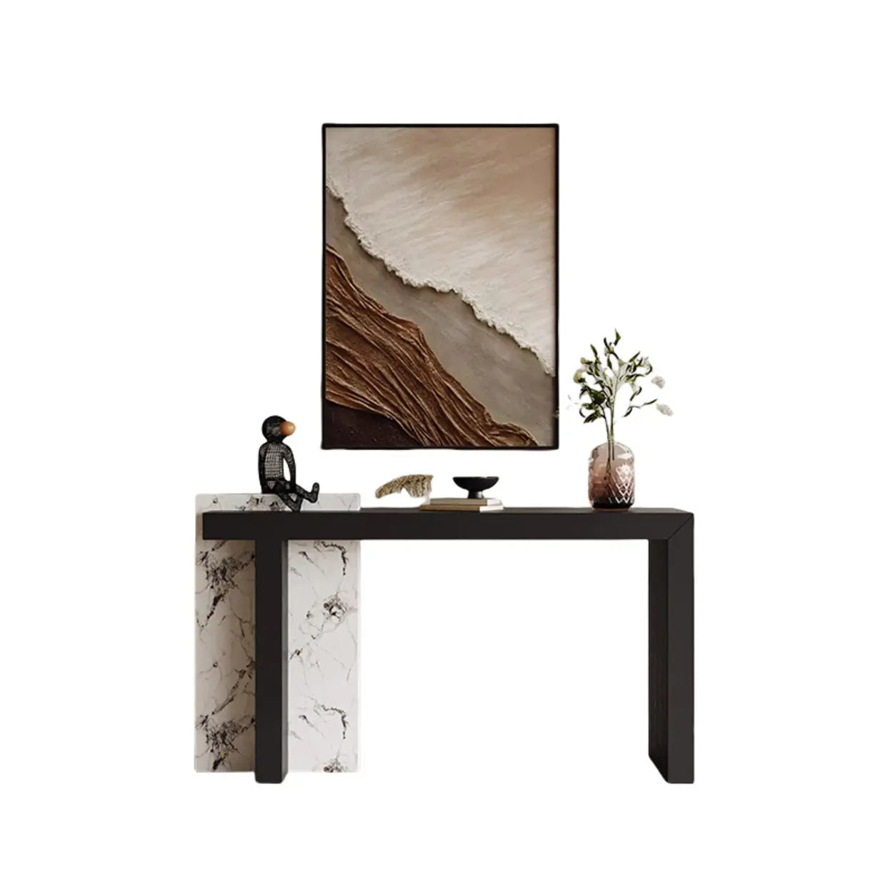 Contemporary Black Wood Entryway Console Table