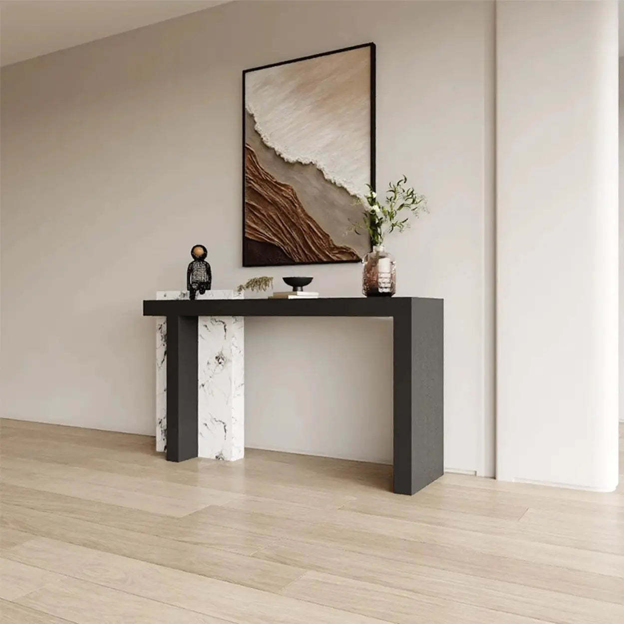 Contemporary Black Wood Entryway Console Table
