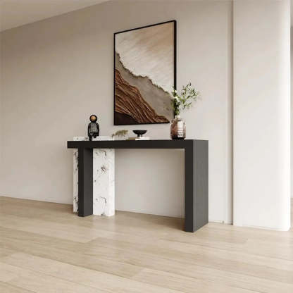 Contemporary Black Wood Entryway Console Table