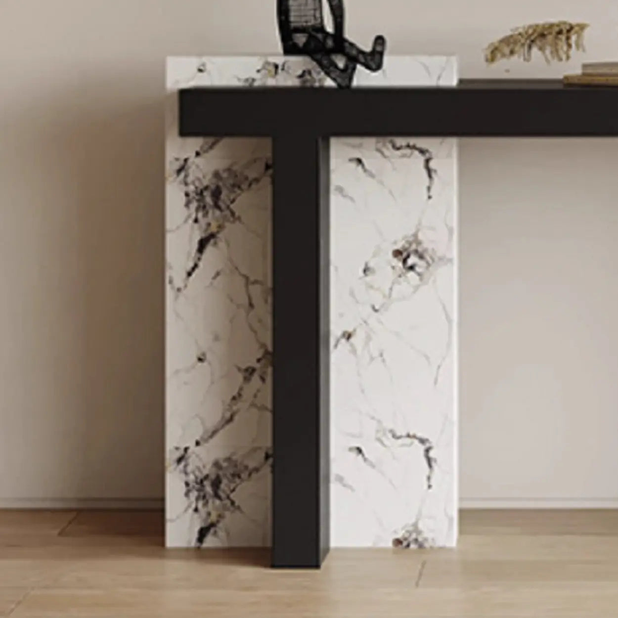 Contemporary Black Wood Entryway Console Table