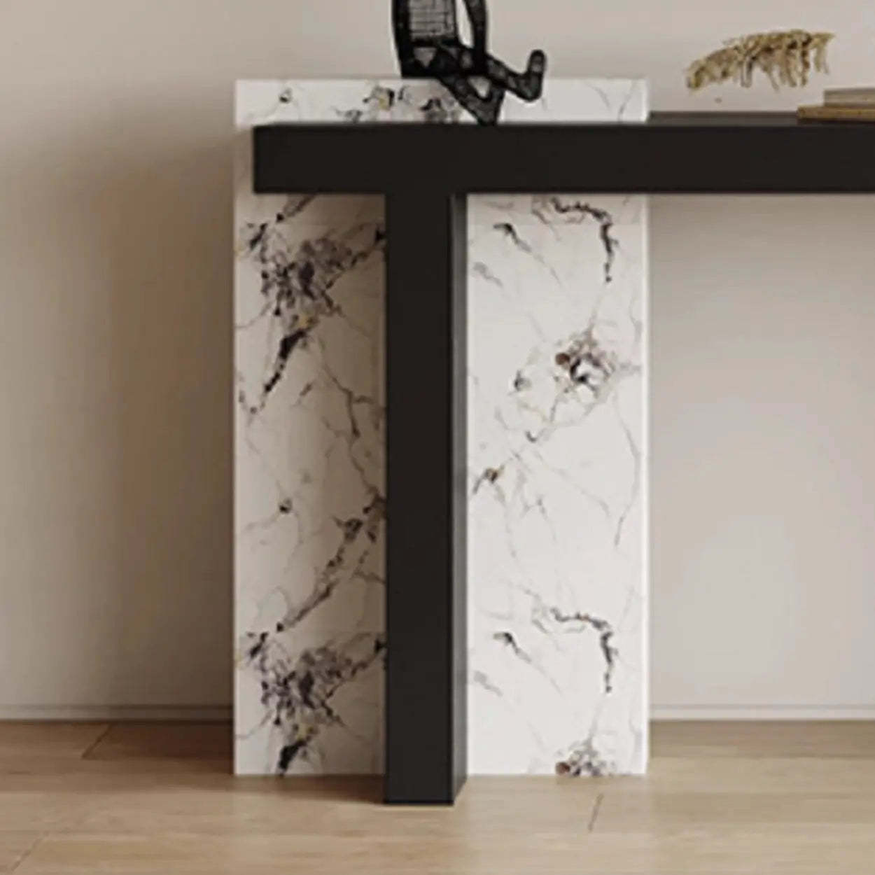 Contemporary Black Wood Entryway Console Table