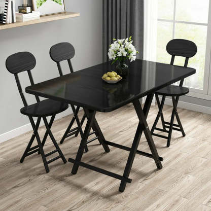 Contemporary Rectangular Folding Dining Table — Black / Table Only