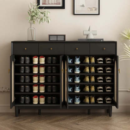 Contemporary Black Wood Hallway Shoe Cabinet — Fillet