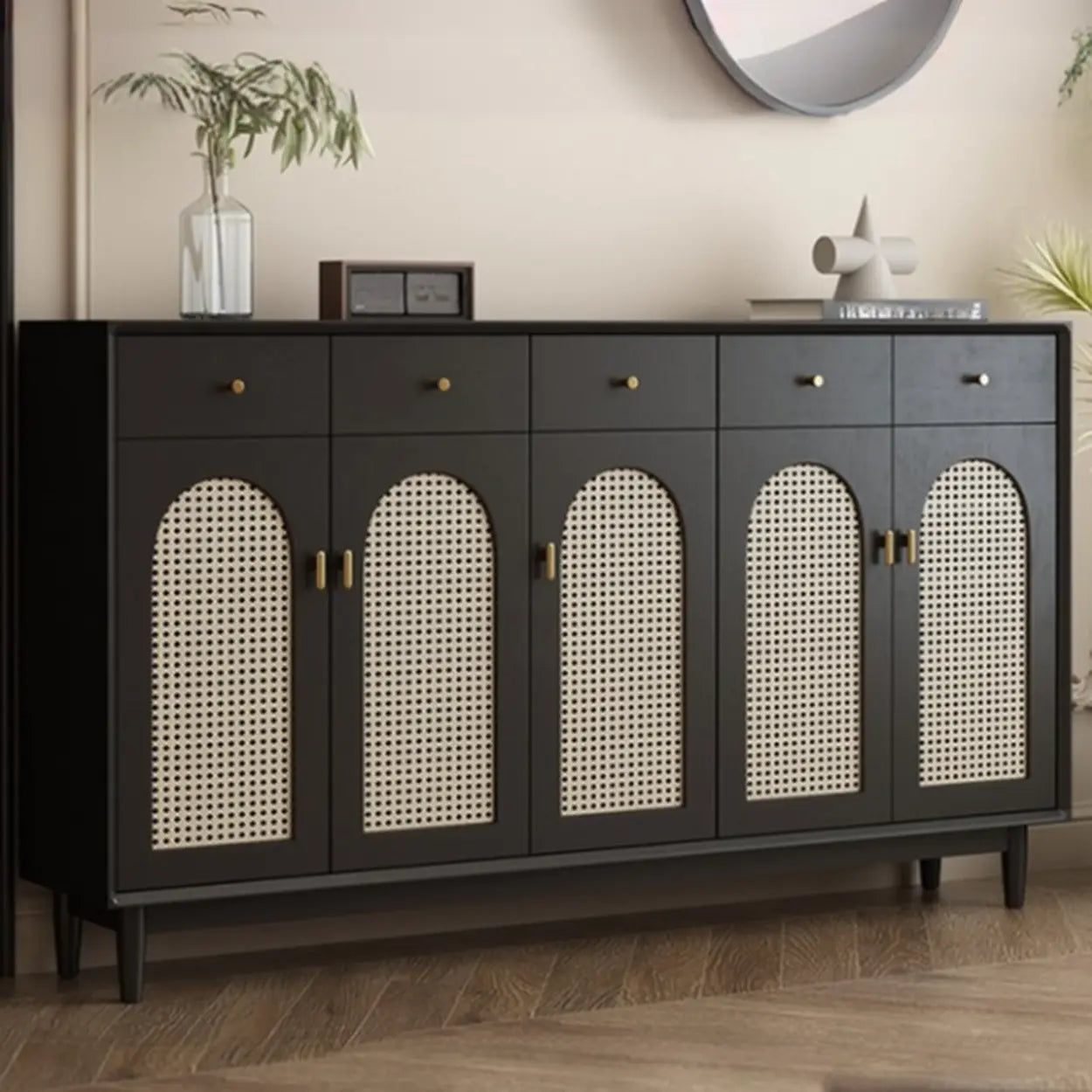 Contemporary Black Wood Hallway Shoe Cabinet — Fillet