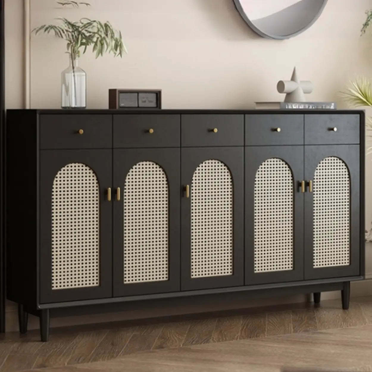 Contemporary Black Wood Hallway Shoe Cabinet — Fillet